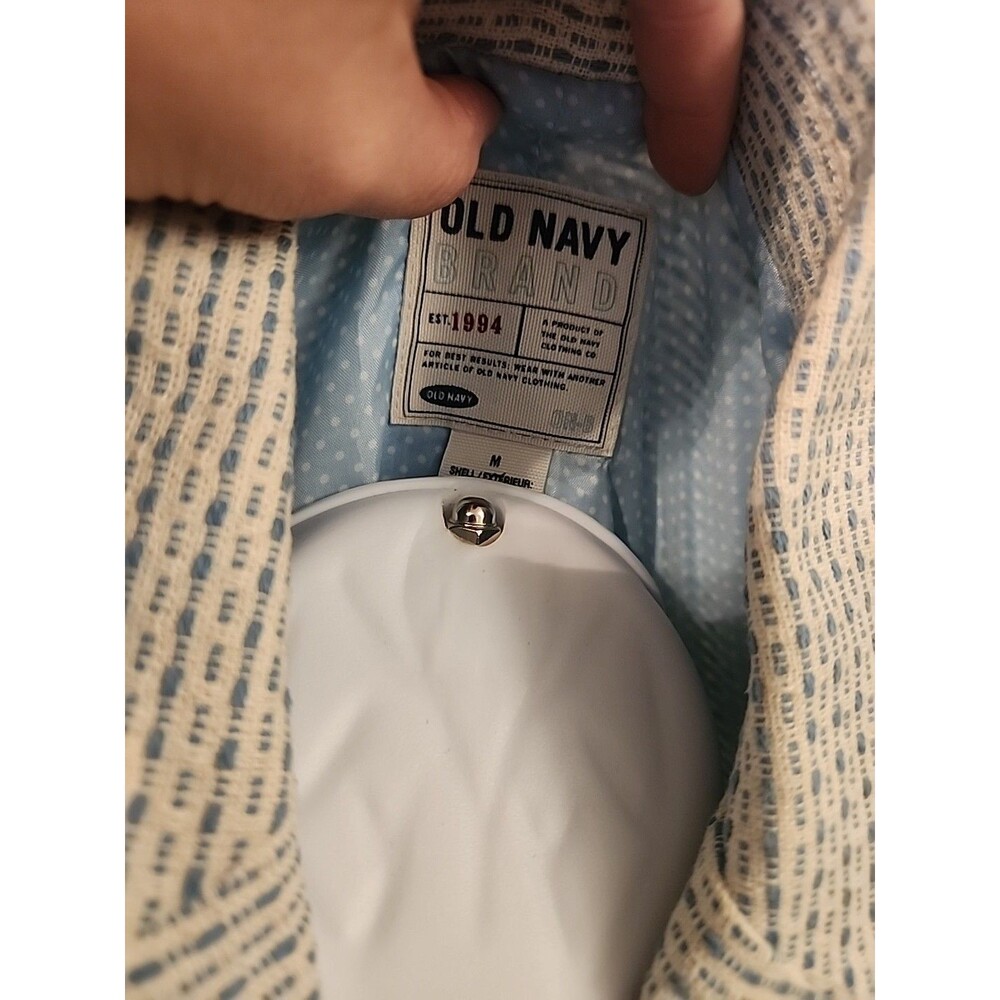 Old Navy Women's Baby Blue Striped Jacket Size M Medium Blazer Spring - Picture 6 of 6